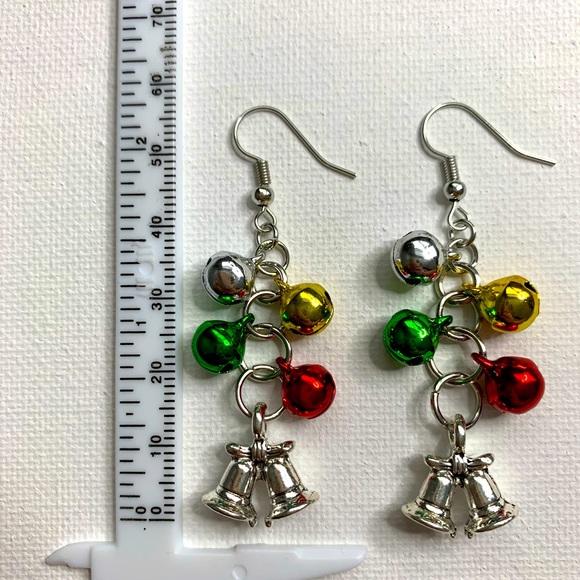 Christmas Jingle Bells 🔔 earrings with Bell Charm - Picture 3 of 5